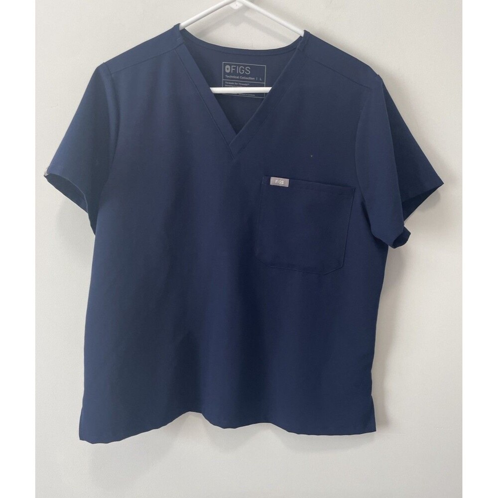 FIGS Women’s Catarina Technical Scrub Top One-Pocket Navy Blue Large Medical